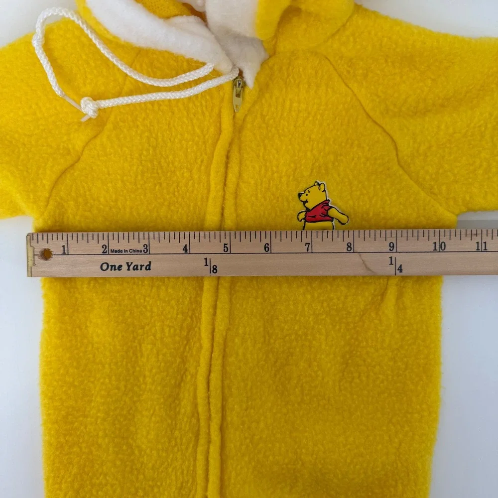 Baby Winnie the Pooh Fleece Snowsuit Bunting Yellow Hooded Footed‎ 12M VINTAGE